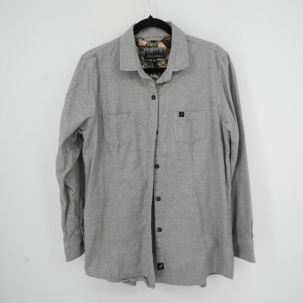 Pladra Button Down Shirt Mens XL Grey Long Sleeve Elk Lining Outdoor Workwear